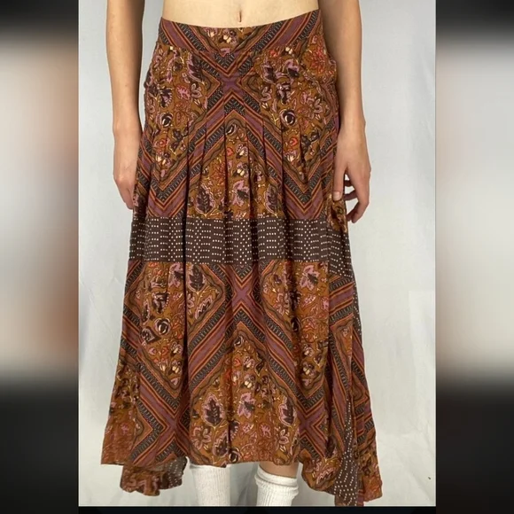 Free People Asymmetrical Skirt in Earthy Tones - Picture 2 of 6
